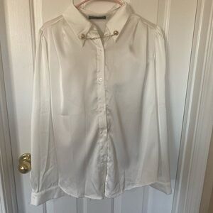 Elegant Cream Blouse with Gold Accents